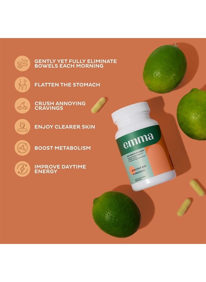 Emma - Gut Health - Gas and Bloating Relief, Constipation, Leaky Gut Repair - Gut Cleanse & Restore Digestion - Regulate Bowel Movement. Probiotics and Laxative Alternative, 60 Capsules - Image 1