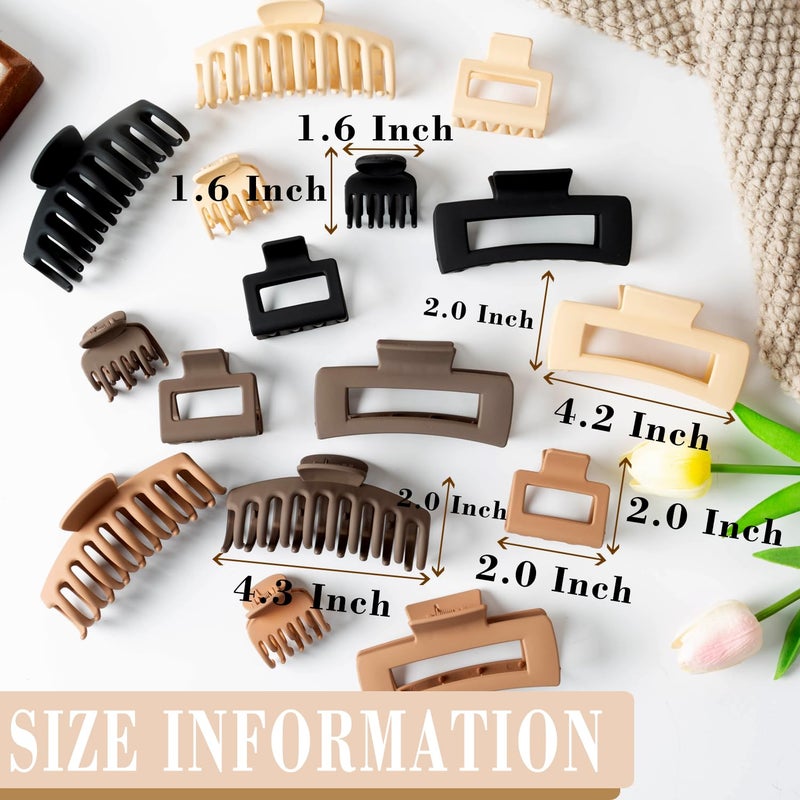 FDBJulyy 16 PCS 4.4" Large Hair Clips,Claw Clips,FDBJulyy Hair Clips for Women & Girls,4 Styles 4 Colors 16 Pack Strong Hold Matte Claw Hair Clip for Women Thick Hair & Thin Hair, 90's Vintage - Image 2