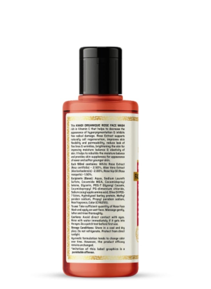 Khadi ORGANIQUE Khadi Organique Rose Natural Face Wash 210ml  - Image 2
