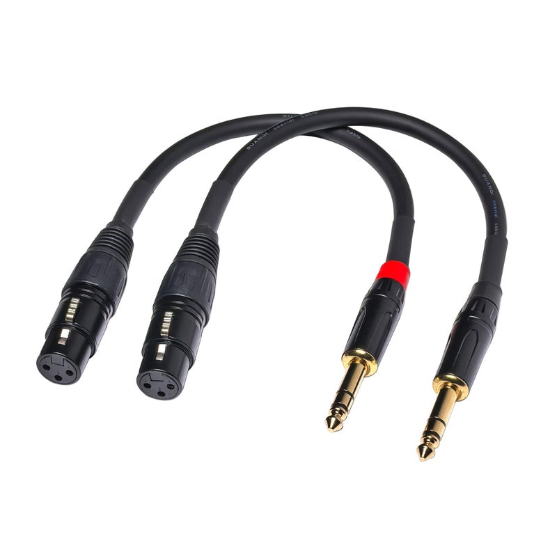 Suanqi 023 6in 1/4 TRS to XLR Female Adapter, 6.35 to XLR Female, XLR to 1/4 Adapter 1/4 Audio Cable 6in/2pack - Image 1
