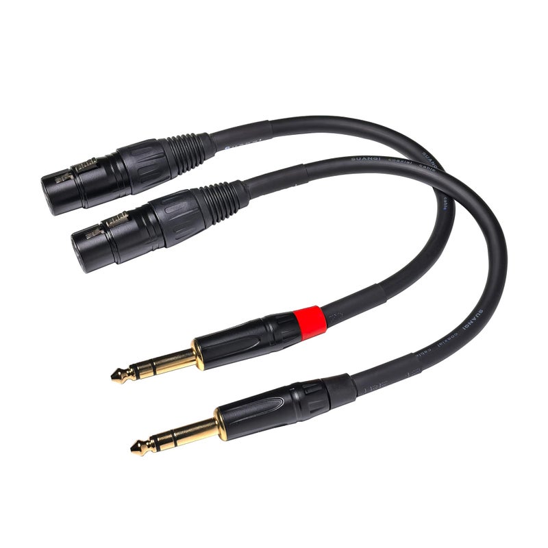 Suanqi 023 6in 1/4 TRS to XLR Female Adapter, 6.35 to XLR Female, XLR to 1/4 Adapter 1/4 Audio Cable 6in/2pack - Image 3