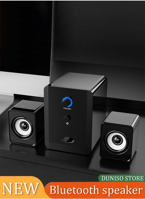 Computer speaker, home desktop Bluetooth speaker three piece set, USB power supply, with 3.55mm audio interface, suitable for laptops, tablets, smart TVs, mobile phones