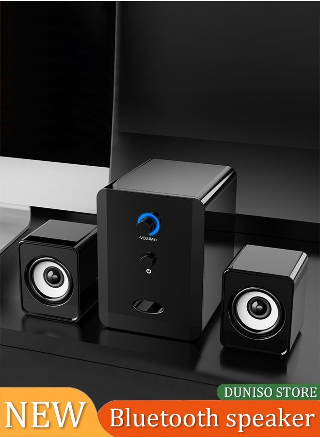 DUNISO - Computer speaker, home desktop Bluetooth speaker three piece set, USB power supply, with 3.55mm audio interface, suitable for laptops, tablets, smart TVs, mobile phones - Image 1