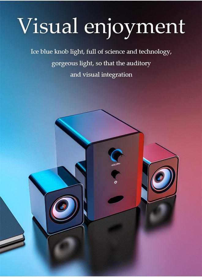 DUNISO - Computer speaker, home desktop Bluetooth speaker three piece set, USB power supply, with 3.55mm audio interface, suitable for laptops, tablets, smart TVs, mobile phones - Image 1
