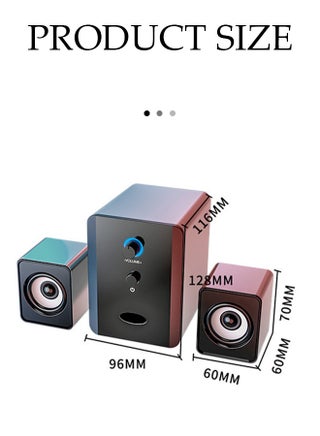 Computer speaker, home desktop Bluetooth speaker three piece set, USB power supply, with 3.5mm audio interface, suitable for laptops, tablets, smart TVs, mobile phones - view 2