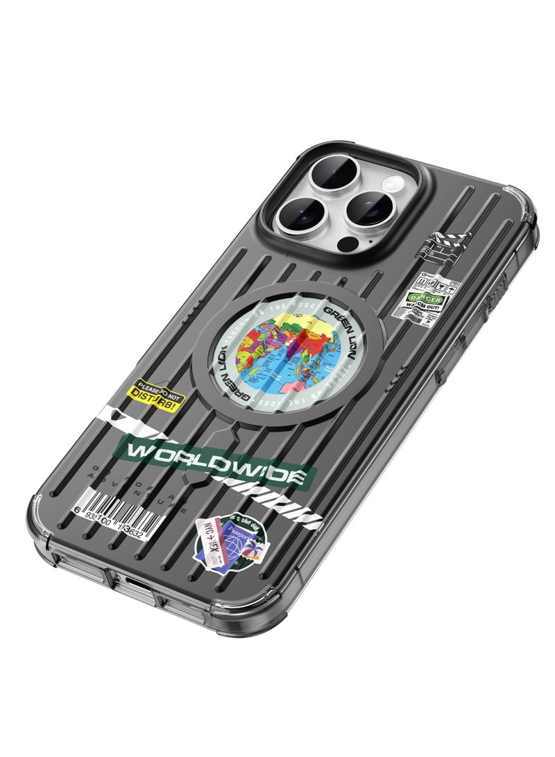 GREEN LION iPhone 16 Pro Max Magsafe Case Globe / Dual-Sided Coating / Comfortable Grip / Drop-Protection / Strong Magnets / Anti-Scratch Cover - Black - Image 5