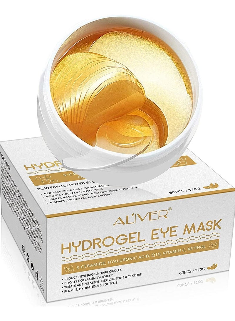 ALIVER Hydrogel With Infused Collagen, Vitamin C, 3 Ceramides and Coenzyme Q10 Under Eye Mask Treatment for Dark Circles, Eye Bags, Anti Wrinkle 60pcs - Image 2