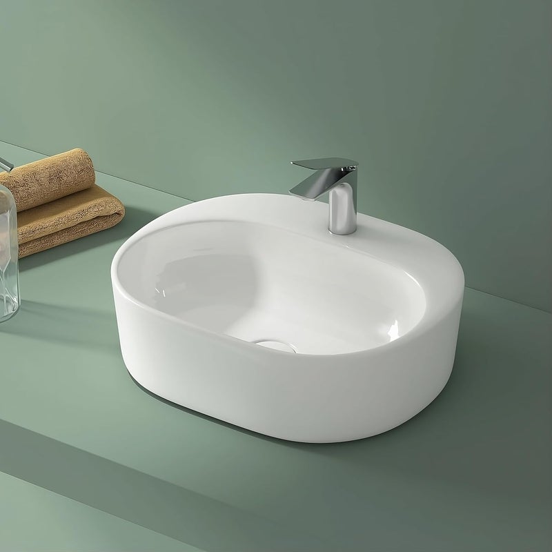 SYON Syon LIBRA Premium Cramic Wall Mount Table Top Wash Basin for Bathroom Living Room 157x132  - Image 1