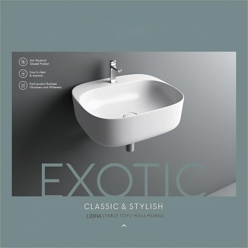 SYON Syon LIBRA Premium Cramic Wall Mount Table Top Wash Basin for Bathroom Living Room 157x132  - Image 3