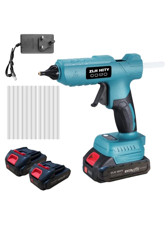 ZLH HITY 200W Cordless Hot Glue Gun , 2 x 4.0Ah Batteries & Charger, Quick Heating, Hot Glue Gun with 12 x 11mm Glue Sticks, Anti-Drip Nozzle, Non-Slip Grip - Ideal for DIY, Crafts & Repairs - Image 1