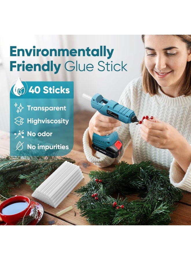 ZLH HITY 200W Cordless Hot Glue Gun , 2 x 4.0Ah Batteries & Charger, Quick Heating, Hot Glue Gun with 12 x 11mm Glue Sticks, Anti-Drip Nozzle, Non-Slip Grip - Ideal for DIY, Crafts & Repairs - Image 5