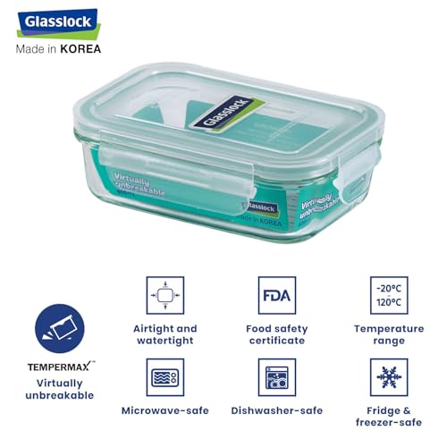 Glasslock Korea Tempered Glass Storage Containers with Lid - Classic 400ml Rectangle - Airtight Food Storage Kitchen Container - Office Lunch Tiffin Box/Bowl, Microwave/Dishwasher/Fridge/Freezer Safe - Image 3