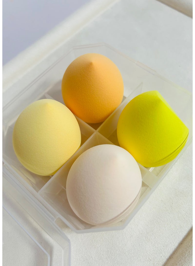 4 Beauty sponges Blending Blenders with 1 Holder and Egg Case, Flawless for Cream, Powder and Liquid (yellow) - Image 5