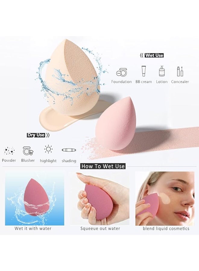 4 Beauty sponges Blending Blenders with 1 Holder and Egg Case, Flawless for Cream, Powder and Liquid (yellow) - Image 2