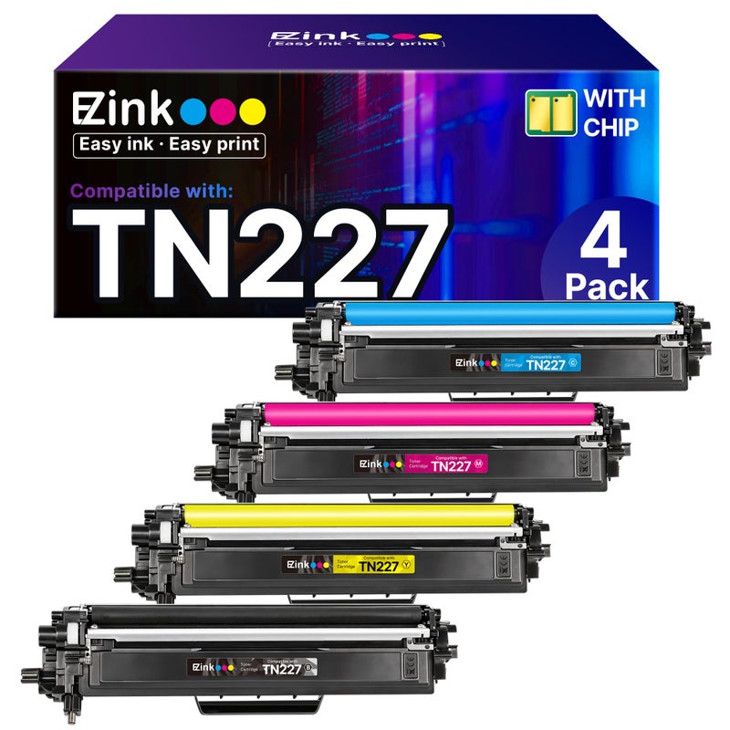 E-Z Ink TN227 Compatible Toner Cartridge Replacement for TN-227BK/C/M/Y High Yield Brother TN227 TN227BK TN223 to use with HL-L3270CDW HL-L3230CDW HL-L3210CW HL-L3290CDW MFC-L3710CDW (4 Pack) - Image 1