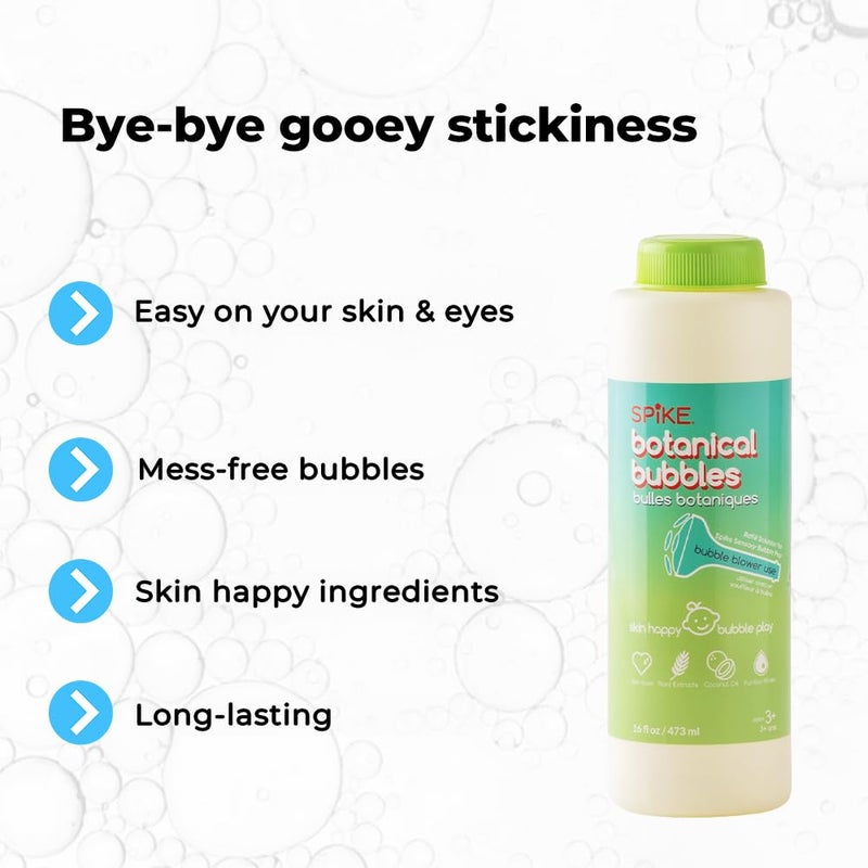 Spike Innobaby Botanical Bubble Solution for Sensitive Skin - 16 oz Refill for Spike Blower Wand and Manual Bubble Toys - Ready to Use - Mess Free - Non Toxic - Image 3