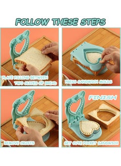 Oasisgalore Crustless Sandwich Cutters for Kids – Lunch Bento Box Accessories (Blue Love)  - Image 4