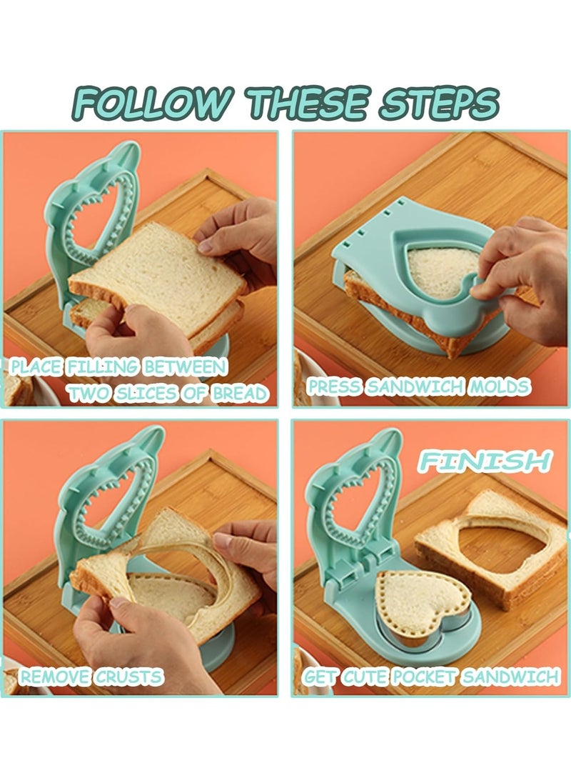 Oasisgalore Crustless Sandwich Cutters for Kids – Lunch Bento Box Accessories (Blue Love)  - Image 4