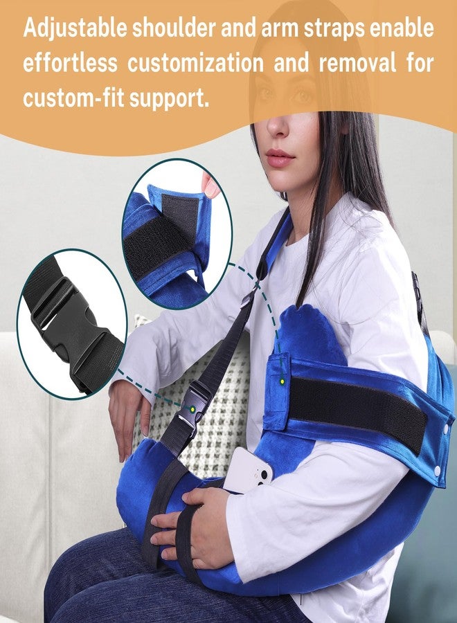KUAZIDAR Shoulder Pillow Rotator Cuff Pillow for Post Surgery - Arm Sling Pillow for Side Sleepers, Shoulder Pain Relief & Immobilizer for Frozen Shoulder, Neck Support Cushion with Strap (Blue) - Image 3