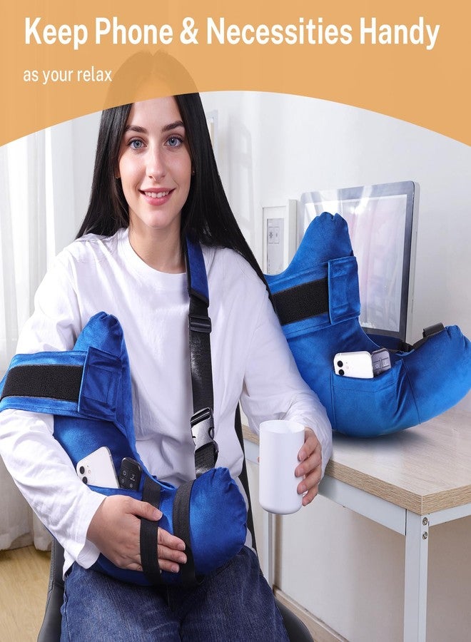 KUAZIDAR Shoulder Pillow Rotator Cuff Pillow for Post Surgery - Arm Sling Pillow for Side Sleepers, Shoulder Pain Relief & Immobilizer for Frozen Shoulder, Neck Support Cushion with Strap (Blue) - Image 4