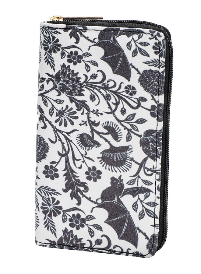 Wytidian Skull Wallets for Women, Zip Around Goth Wallet Large Capacity Phone Case Long Purse Credit Card Clutch for Women Ladies Girls (Goth Bat) - Image 2
