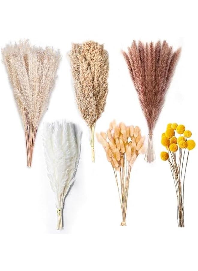 MIXDE Natural Dried Pampas Grass Decor - 100 pack Fluffy Pampas Grass Bouquet - Boho Home Decor Dried Flowers for Wedding Floral Room Home Party Table Decorations  - Image 1