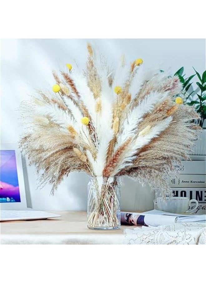 MIXDE Natural Dried Pampas Grass Decor - 100 pack Fluffy Pampas Grass Bouquet - Boho Home Decor Dried Flowers for Wedding Floral Room Home Party Table Decorations  - Image 2