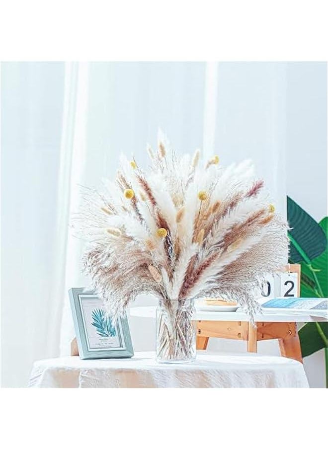 MIXDE Natural Dried Pampas Grass Decor - 100 pack Fluffy Pampas Grass Bouquet - Boho Home Decor Dried Flowers for Wedding Floral Room Home Party Table Decorations  - Image 4
