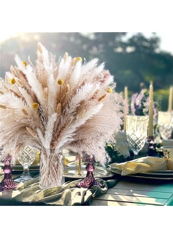 MIXDE Natural Dried Pampas Grass Decor - 100 pack Fluffy Pampas Grass Bouquet - Boho Home Decor Dried Flowers for Wedding Floral Room Home Party Table Decorations  - Image 5