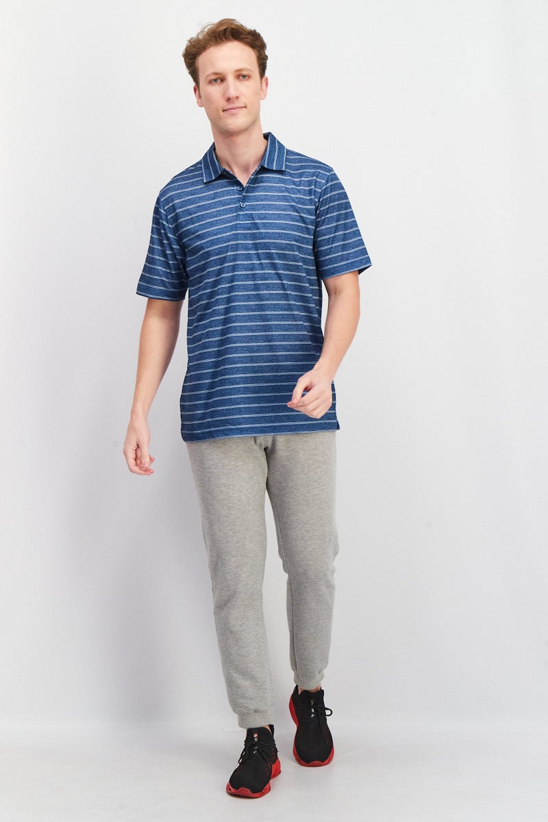 Pebble Beach Men Sportswear Fit Short Sleeves Performance Polo Shirt, Teal Blue Combo  - Image 3