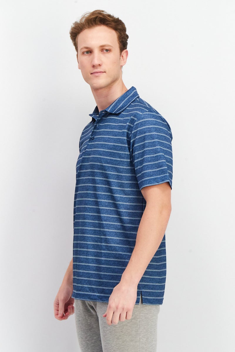 Pebble Beach Men Sportswear Fit Short Sleeves Performance Polo Shirt, Teal Blue Combo  - Image 4