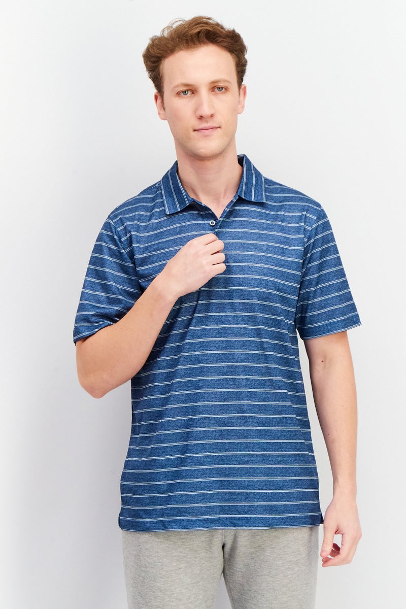 Pebble Beach Men Sportswear Fit Short Sleeves Performance Polo Shirt, Teal Blue Combo  - Image 1
