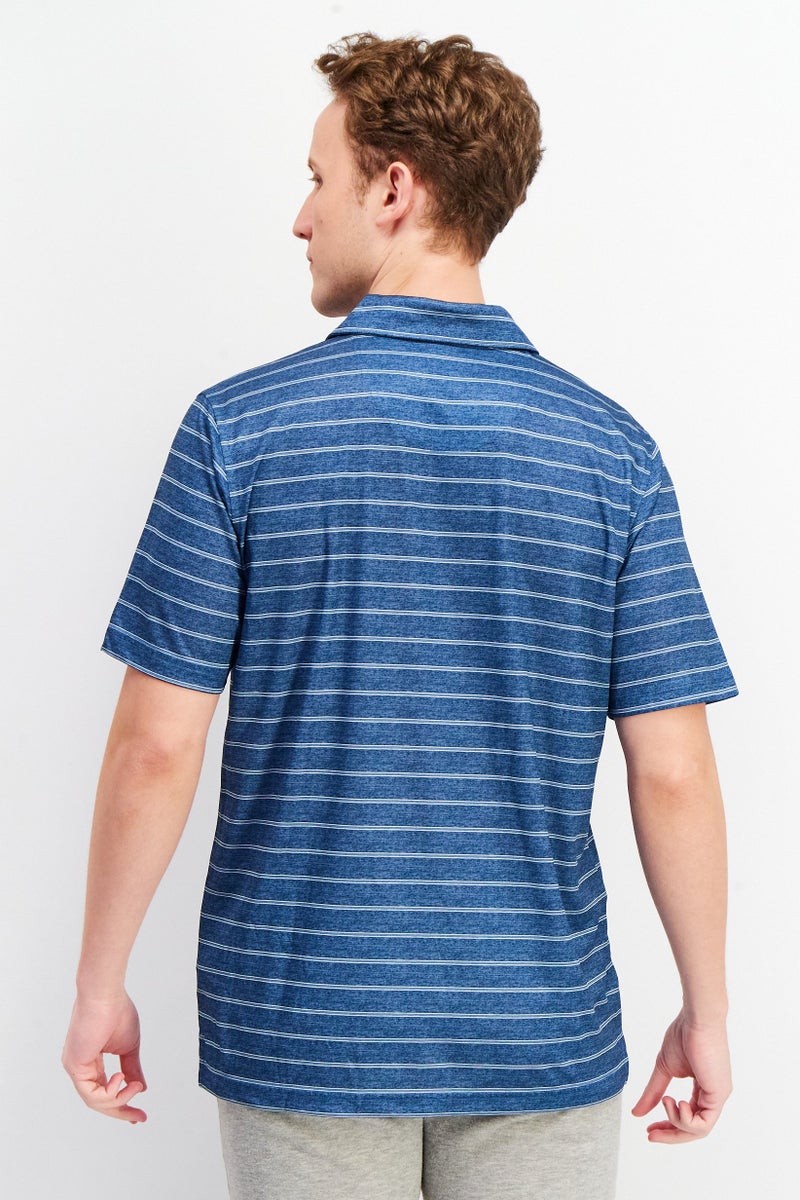 Pebble Beach Men Sportswear Fit Short Sleeves Performance Polo Shirt, Teal Blue Combo  - Image 2