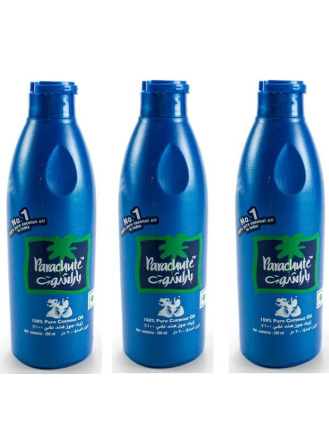 باراشوت 3 قطع زيت جوز الهند الطبيعي بنسبة 100%   200ml  - Image 1