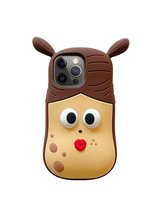 زبون جراب لهاتف iPhone 12 Pro جراب هاتف سيليكون بتصميم فتاة مضفرة ثلاثية الأبعاد - Image 1