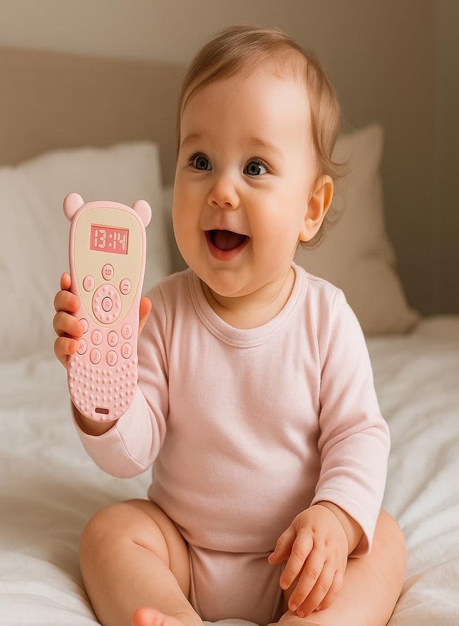DTR Creation Baby Remote Control Toy ? Soft Silicone Teether for Infants | Food-Grade Material | Musical Learning Toy with Numbers & Buttons | Safe for 3+ Months Boys & Girls (Pink) - Image 2