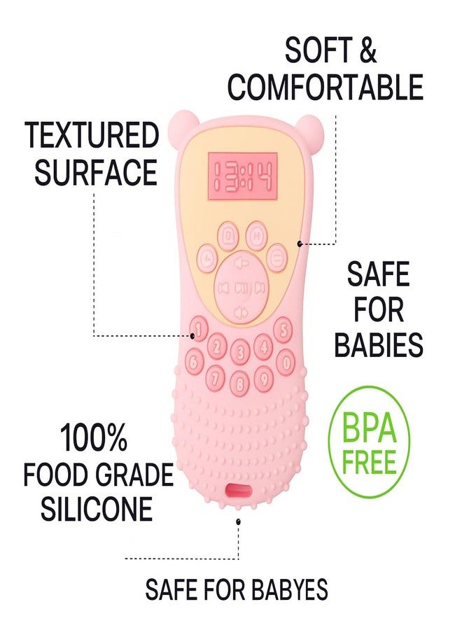 DTR Creation Baby Remote Control Toy ? Soft Silicone Teether for Infants | Food-Grade Material | Musical Learning Toy with Numbers & Buttons | Safe for 3+ Months Boys & Girls (Pink) - Image 3