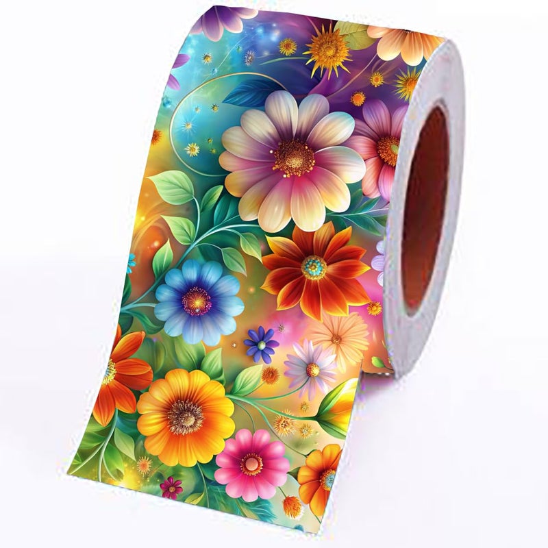 Floral Peel & Stick Tile Border Sticker – 6x48 Inch Waterproof Self-Adhesive Wall Décor Strip with Gradient Background for Kitchen, Bathroom, Home & Craft Projects (6, Multicolor) - Image 2