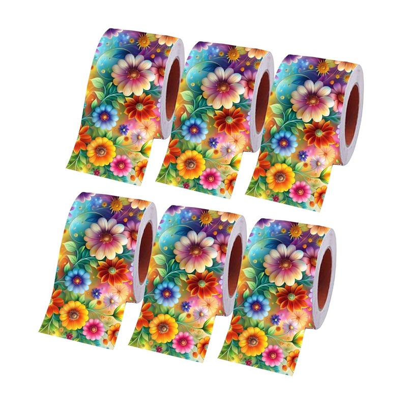 Floral Peel & Stick Tile Border Sticker – 6x48 Inch Waterproof Self-Adhesive Wall Décor Strip with Gradient Background for Kitchen, Bathroom, Home & Craft Projects (6, Multicolor) - Image 1