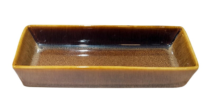 Lemon Tree Rectangle Ceramic Stoneware Deep Snack/Food/Starter Serving Platter (Brown) - Image 4