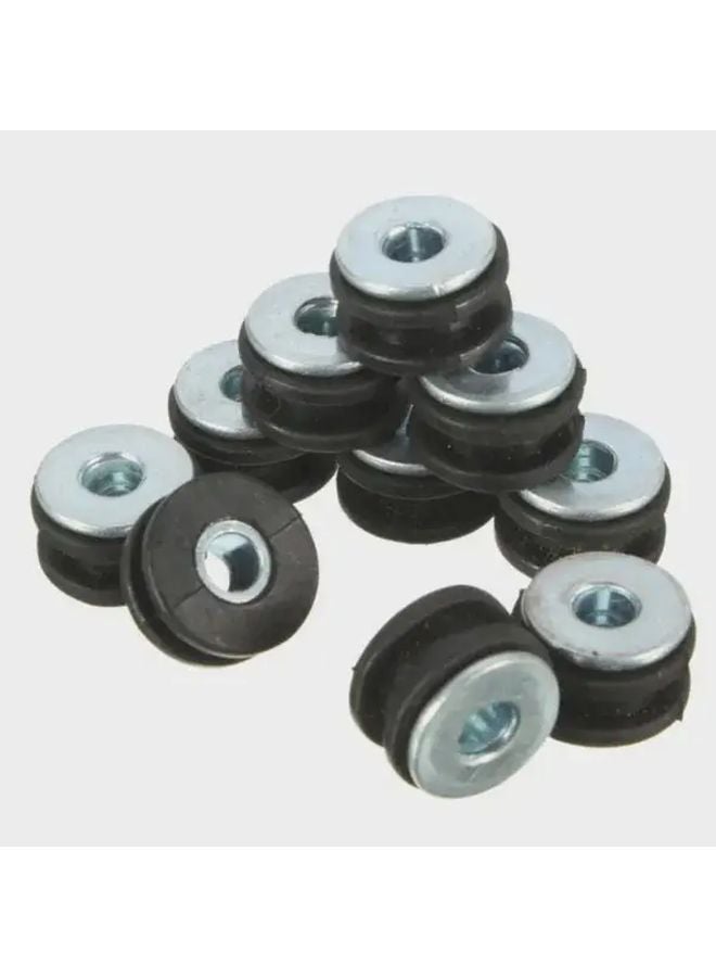 10 Set Black Motorcycle Rubber Grommet Bolt Kit Reduces Vibration Improves Stability - Image 1