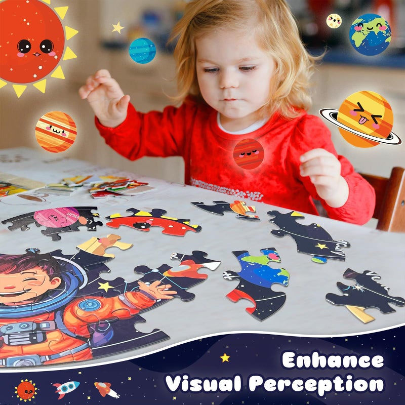 TALGIC Puzzles for Kids Ages 4-6 with Solar System Planets, 70 Piece Round Large Kids Floor Puzzles for Ages 3 4 5 6 7 8, Educational Toy Gift Jigsaw Puzzles for 5 Year Old Boys Girls - Image 3