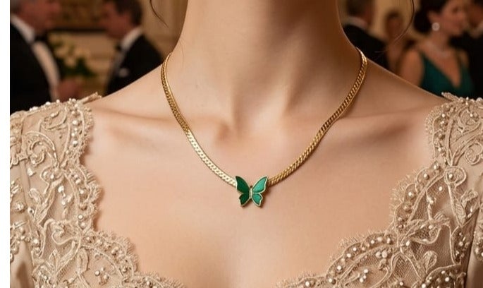 A women's gold-plated stainless steel necklace, distinctive in design, elegant and of high quality. - Image 1