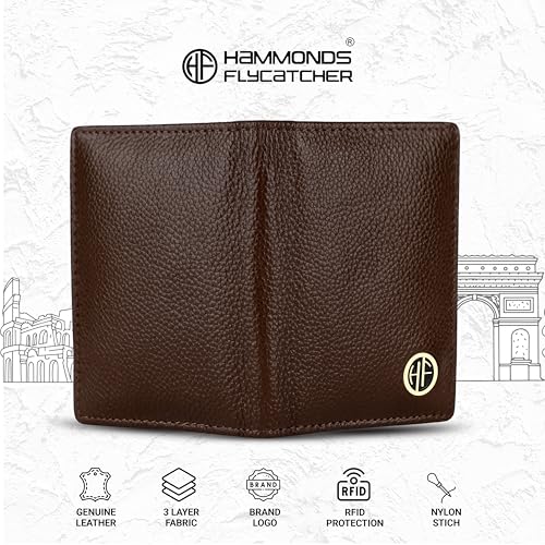 HAMMONDS FLYCATCHER Genuine Leather Card Holder Wallet for Man & Women, RFID Protected ATM/Credit Card Holder Wallet for Men with 6 Slots, Gift for Men, Father, Husband, Boyfriend - Brushwood - Image 4