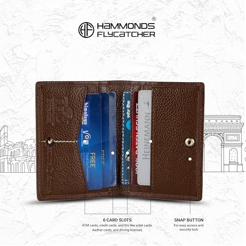 HAMMONDS FLYCATCHER Genuine Leather Card Holder Wallet for Man & Women, RFID Protected ATM/Credit Card Holder Wallet for Men with 6 Slots, Gift for Men, Father, Husband, Boyfriend - Brushwood - Image 5