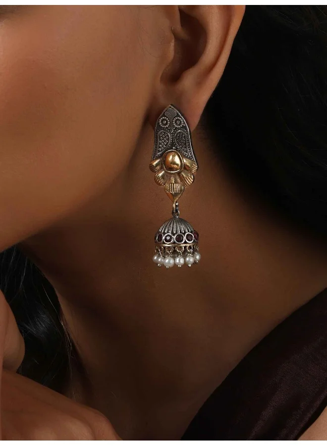 trueBrowns trueBrowns Silver Gold Tone Jhumka Earrings