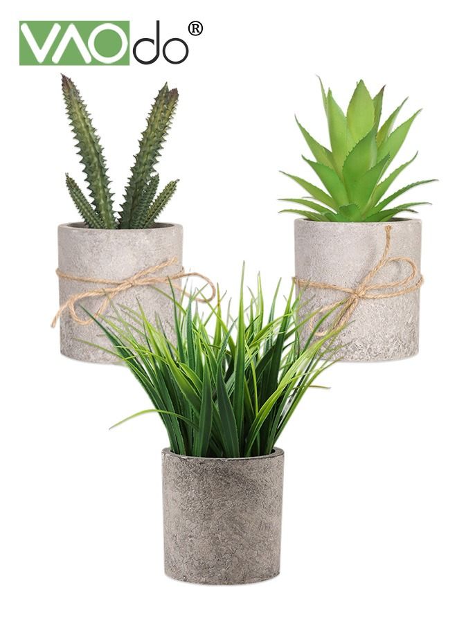 VAOdo 3PCS Small Fake Plants Eucalyptus Potted Artificial Plants for Shelf Desk Home Bathroom Farmhouse Room Coffee Table Decor - Image 1