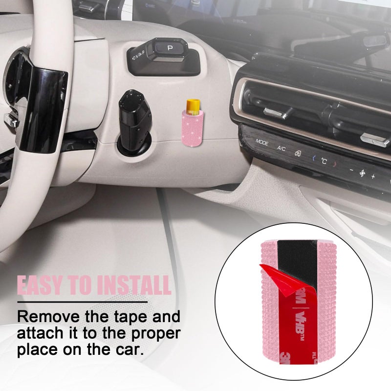 xbrtaia 1 Pack Upright Car Chapstick Holder, Bling Insulating Lip Balm Holder,Rhinestone Car Accessories for Women Interior,Suitable for Most Vehicles.(Pink) - Image 5