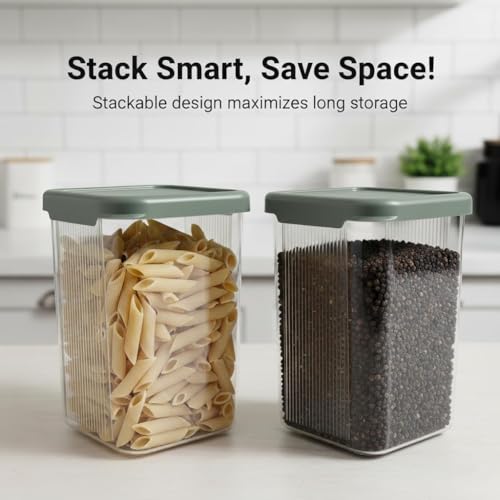 Raawan Plastic Storage Containers Set for Kitchen | Leak-Proof Pantry Organizers for Grains, Pulses, Cereals, and Dry Fruits | Durable, Space-Saving Design (6, 1100) - Image 5