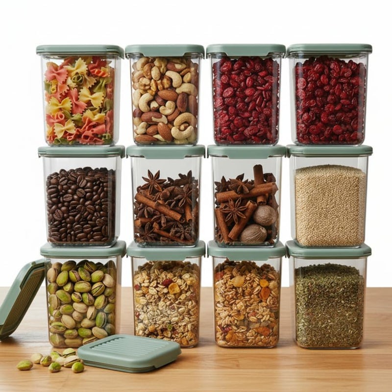 Raawan Plastic Storage Containers Set for Kitchen | Leak-Proof Pantry Organizers for Grains, Pulses, Cereals, and Dry Fruits | Durable, Space-Saving Design (6, 1100) - Image 1